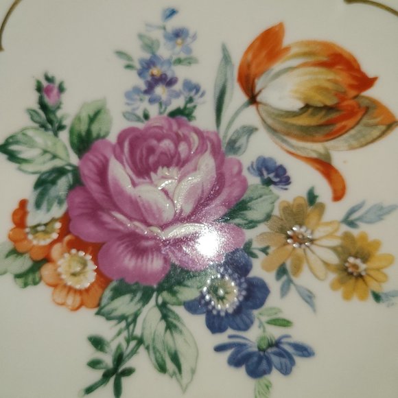 J L Menau Footed Porcelain Center  Bowl - Vintage - Picture 10 of 12